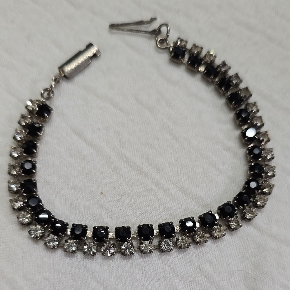 Black and White Rhinestone Bracelet
